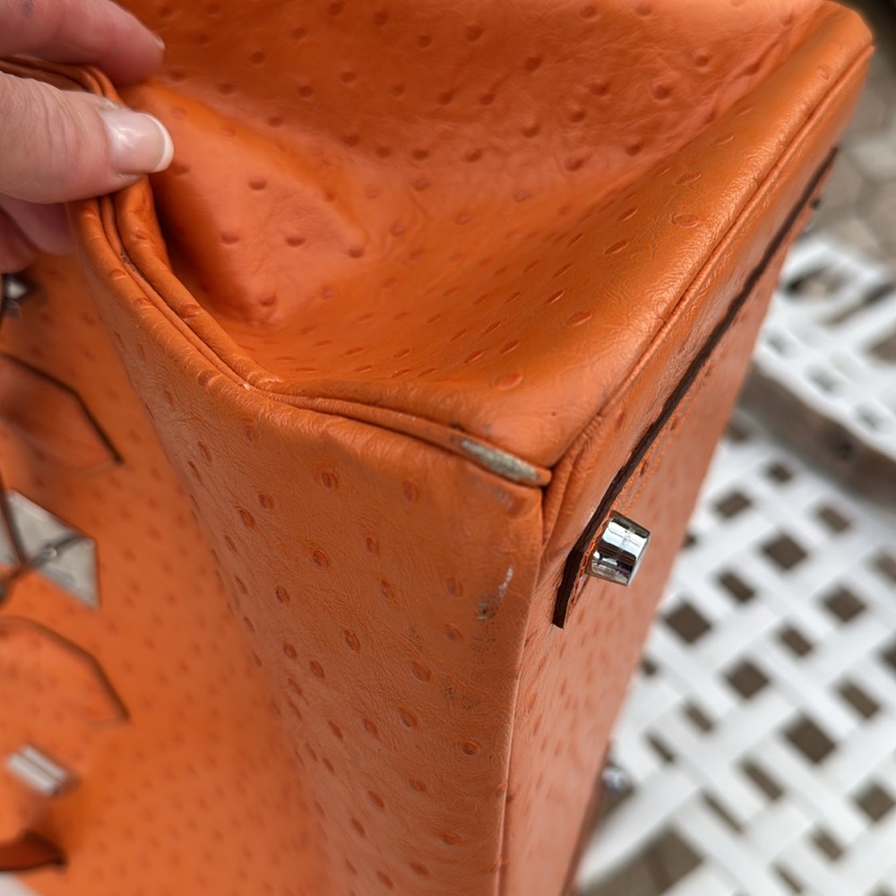Hermes Tangerine Ostrich Birkin 35 Palladium Hardware, 2004 - Picture 11 of 12